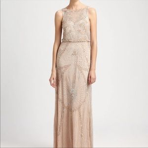 Aidan Mattox Champagne Beaded Gown